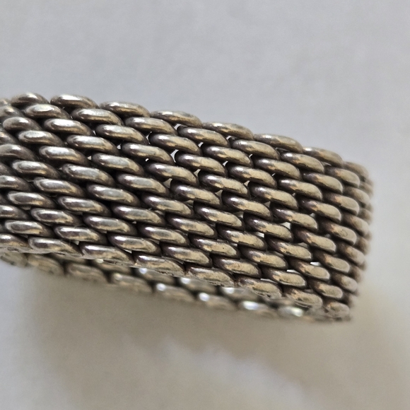 Tiffany & Co Classic Somerset Mesh Basket Weave .925 Sterling Silver Ring Size 7 - Picture 9 of 16